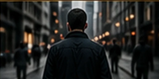 Man walking away down a crowded city street